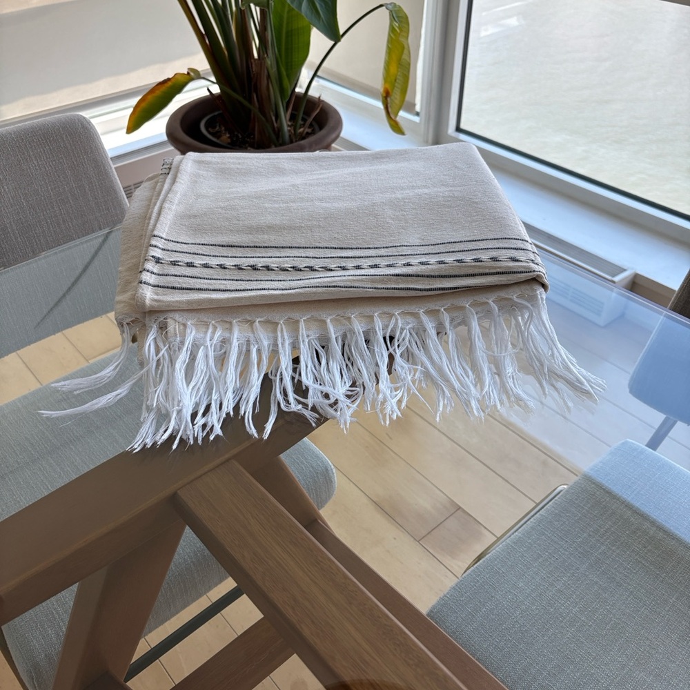 Luxury Tablecloth - Cream with blue details for Dining Room
